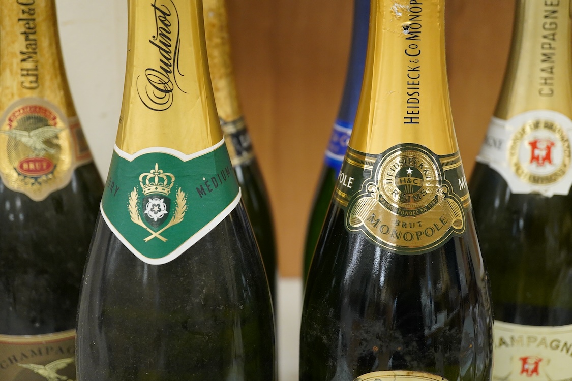 Six various bottles of Champagne to include Monopole, Lanson Black Label and G H Martel & Co